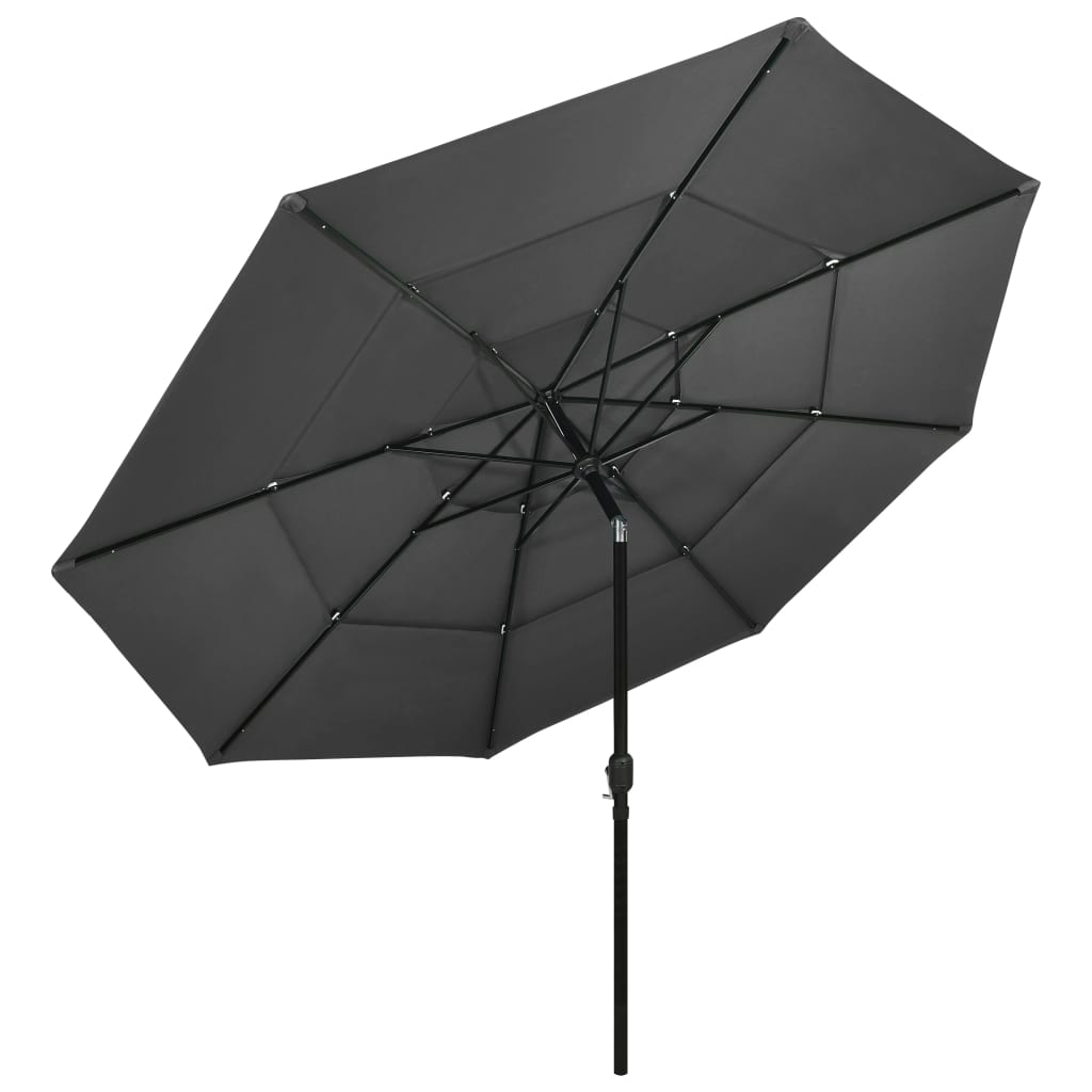 Sonnenschirm mit Aluminium-Mast 3-lagig Anthrazit 3,5 m