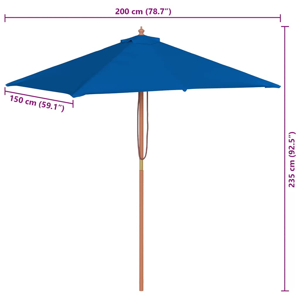 Sonnenschirm mit Holzmast Blau 150x200 cm