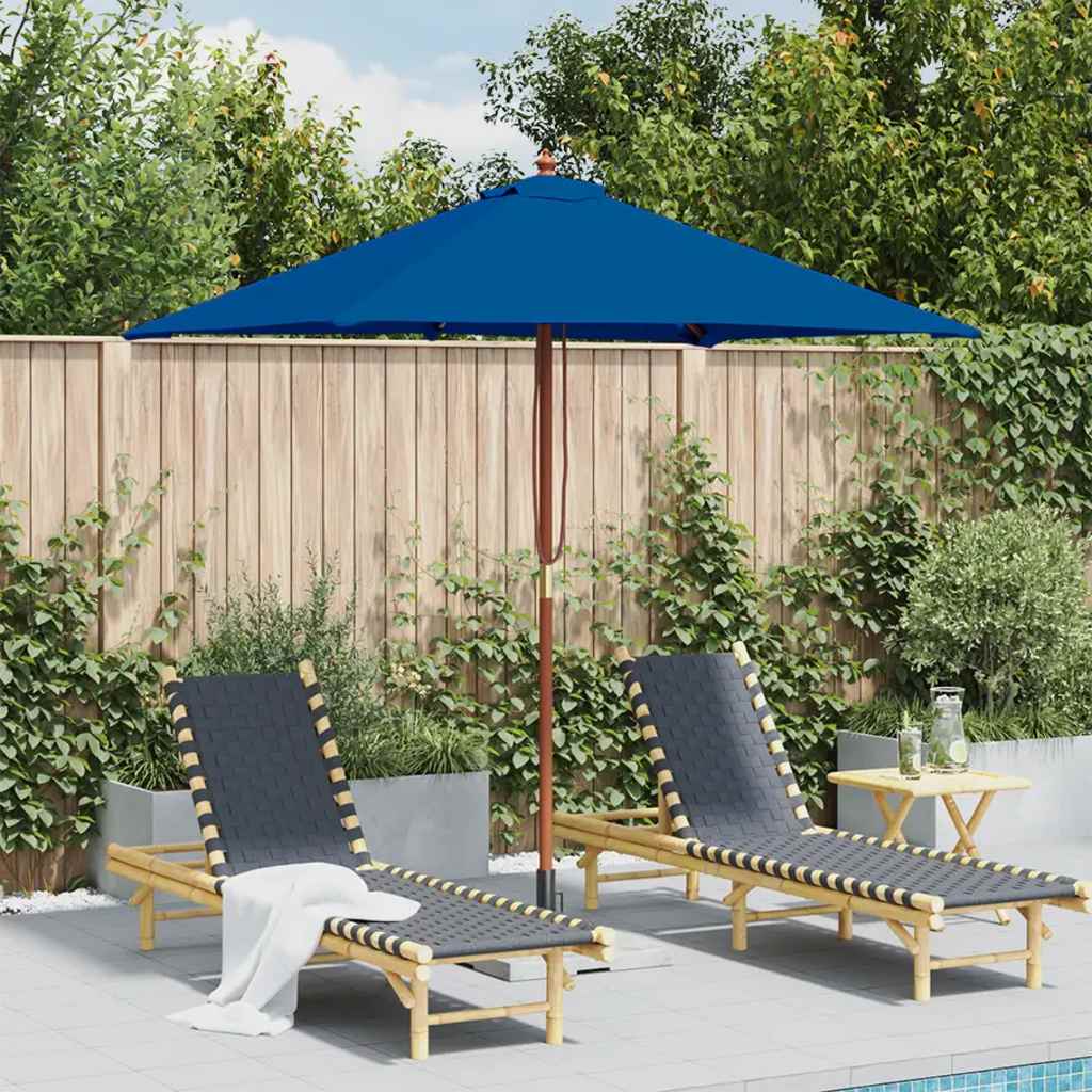 Sonnenschirm mit Holzmast Blau 150x200 cm