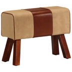 Sitzbank Turnbock-Design 58 cm Braun Echtleder Massivholz Mango