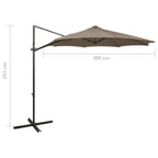 Ampelschirm mit LED-Beleuchtung 300 cm Taupe