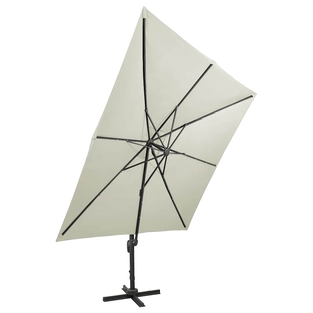 Ampelschirm mit LED-Beleuchtung 300 cm Sandweiß