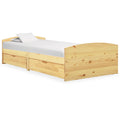Massivholzbett mit 2 Schubladen Kiefernholz 90x200 cm