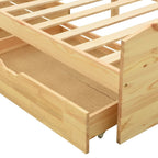 Massivholzbett mit 2 Schubladen Kiefernholz 90x200 cm