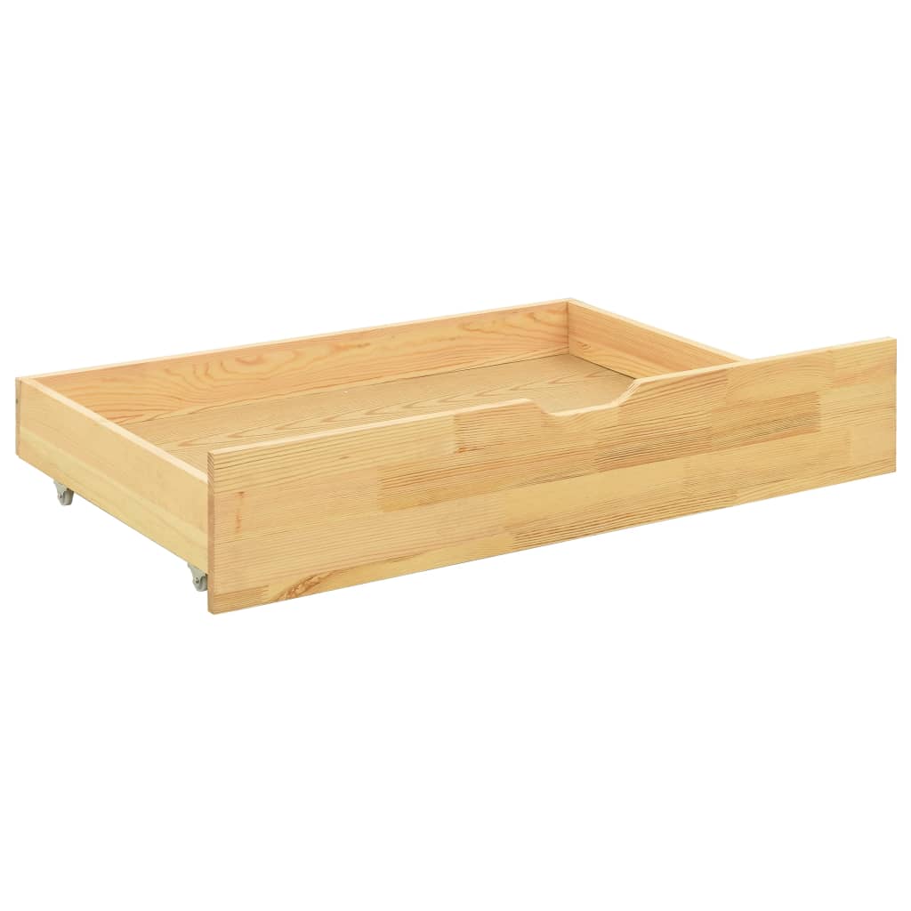 Massivholzbett mit 2 Schubladen Kiefernholz 90x200 cm