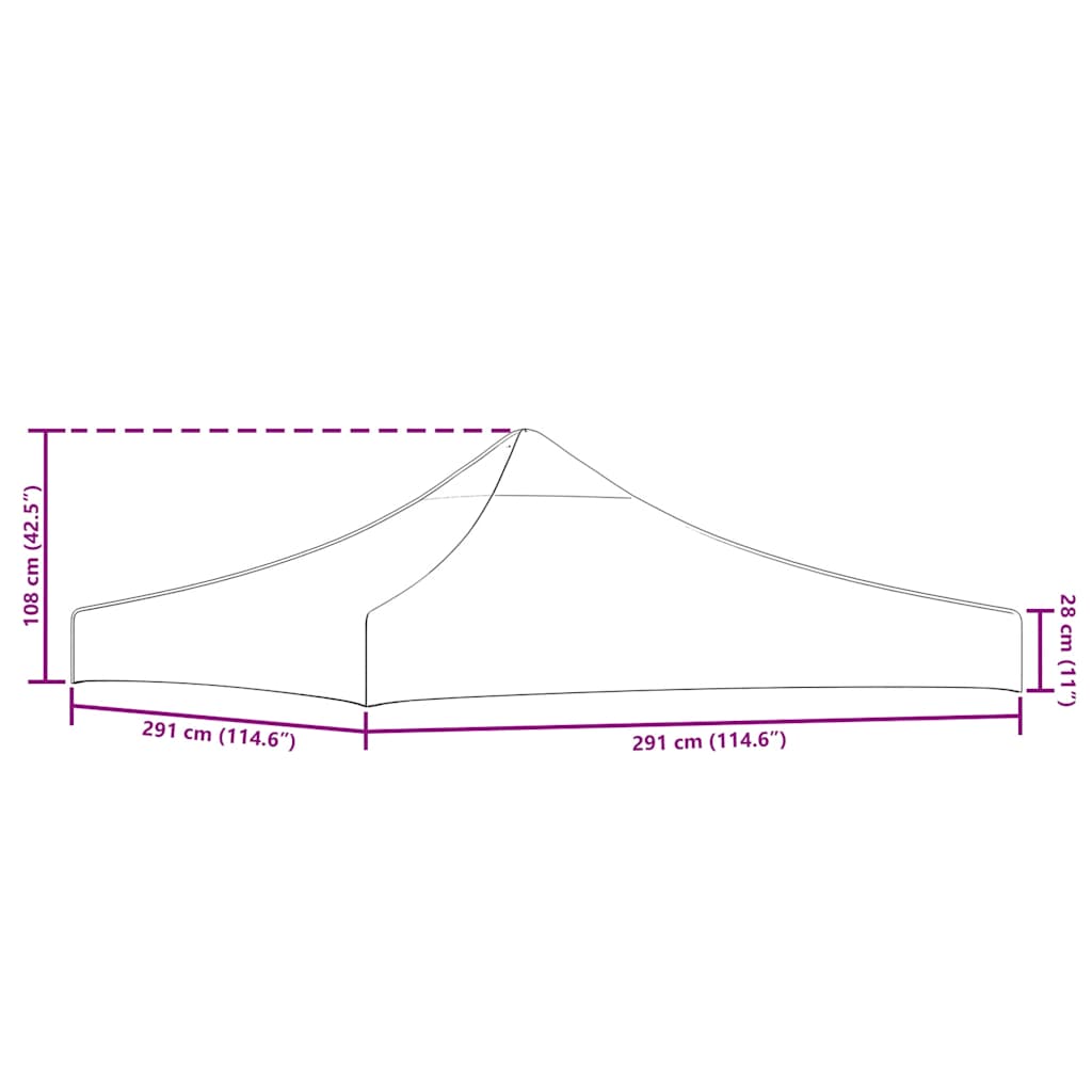 Partyzelt-Dach 3x3 m Burgunderrot 270 g/m²