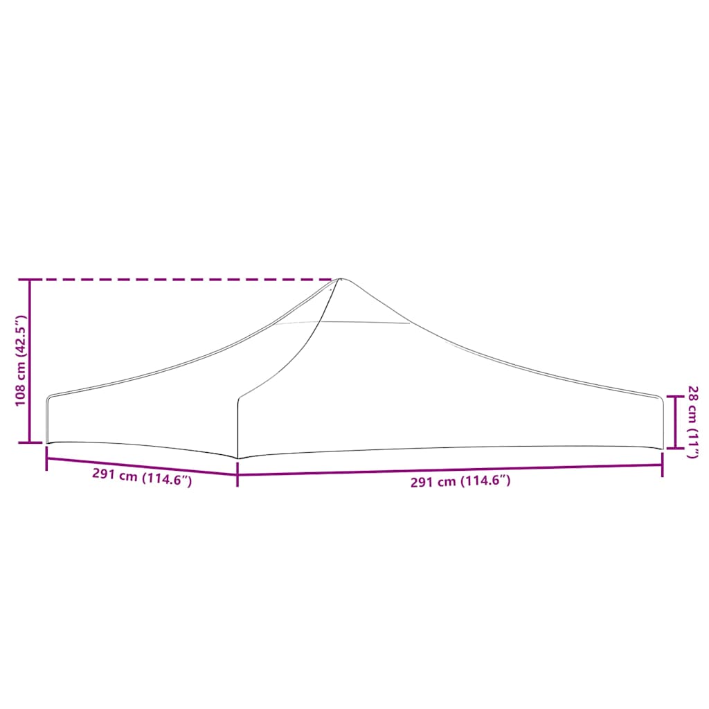 Partyzelt-Dach 3x3 m Schwarz 270 g/m²