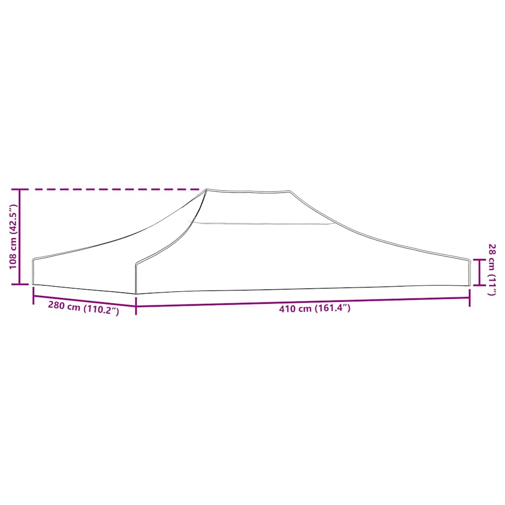 Partyzelt-Dach 4x3 m Creme 270 g/m²