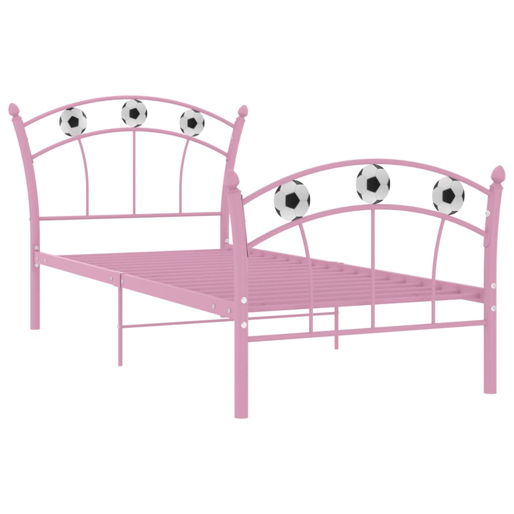 Einzelbett mit Fußball-Design Rosa Metall 90x200 cm