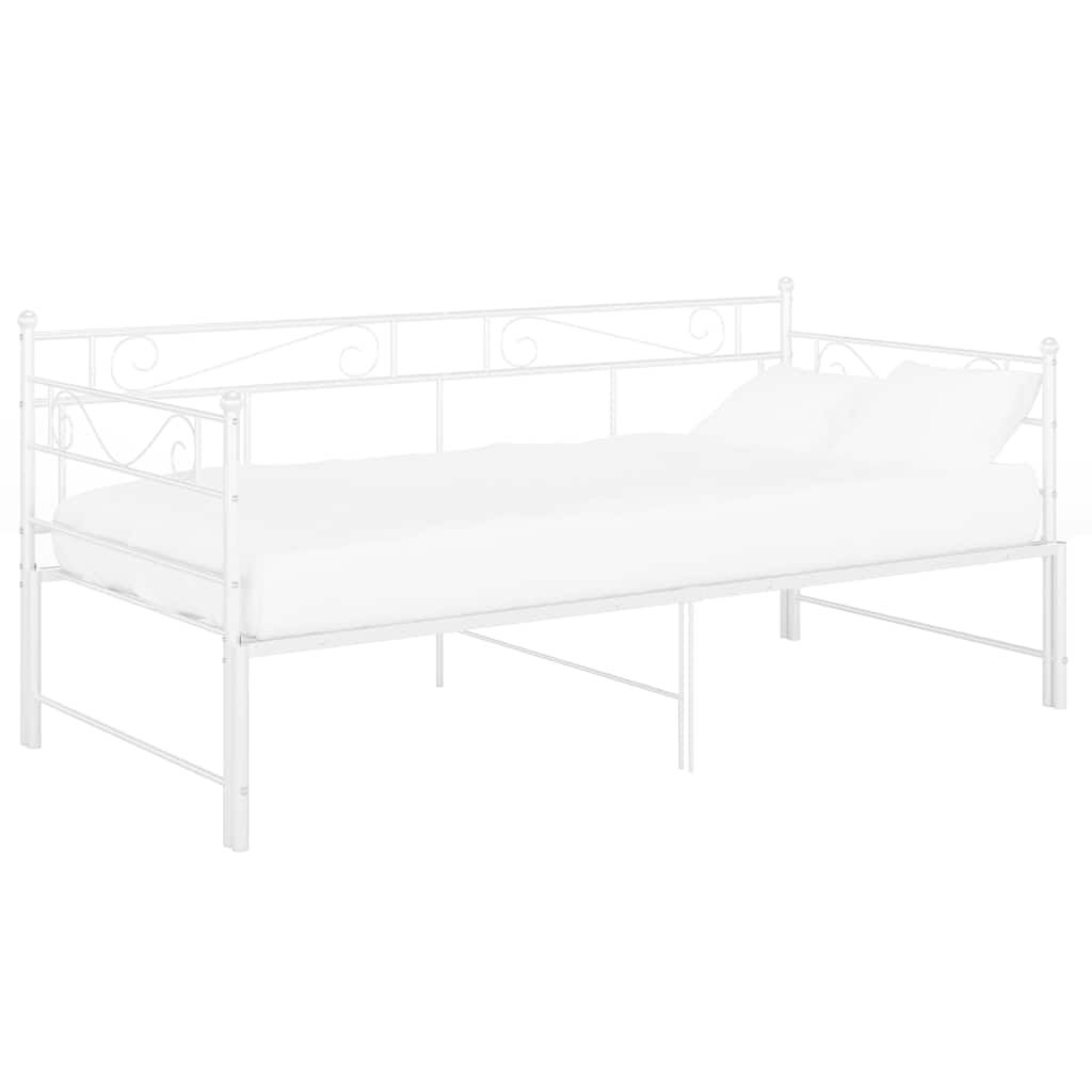 Tagesbett Ausziehbar Weiß Metall 90x200 cm