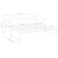 Tagesbett Ausziehbar Weiß Metall 90x200 cm