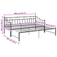 Ausziehsofa Bettgestell Schwarz Metall 90x200 cm