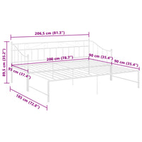 Ausziehsofa Bettgestell Weiß Metall 90x200 cm