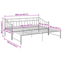 Ausziehsofa Bettgestell Grau Metall 90x200 cm