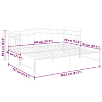 Ausziehsofa Bettgestell Weiß Metall 90x200 cm