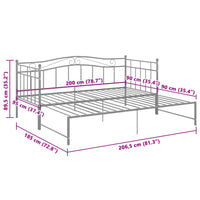 Ausziehsofa Bettgestell Grau Metall 90x200 cm