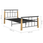Bettgestell Metall und Massivholz Eiche 90x200 cm