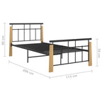 Bettgestell Metall und Massivholz Eiche 100x200 cm