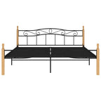 Bettgestell Schwarz Metall und Massivholz Eiche 200x200 cm