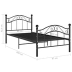 Bett Schwarz Metall 90x200 cm