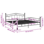 Bett Schwarz Metall 140x200 cm