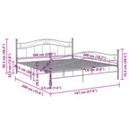 Bett Grau Metall 140x200 cm