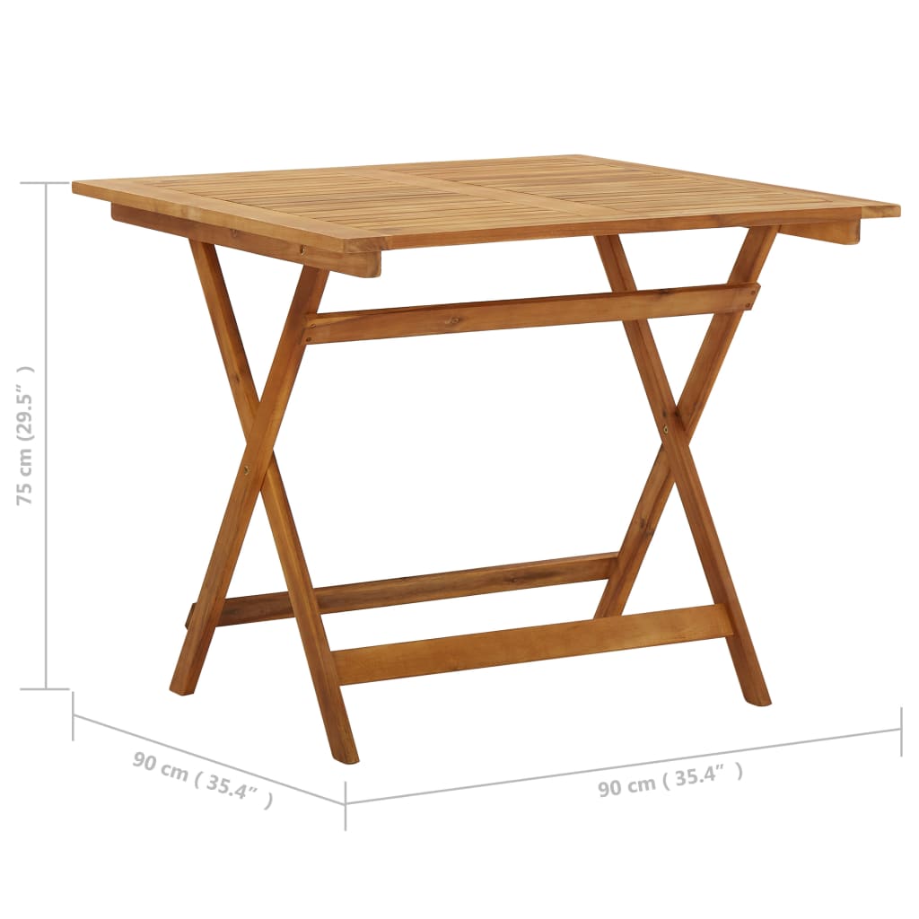 Klappbarer Gartentisch 90x90x75 cm Massivholz Akazie