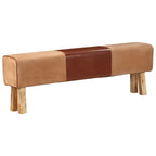 Bank Turnbock-Design 160cm Braun Echtleder Massivholz Akazie