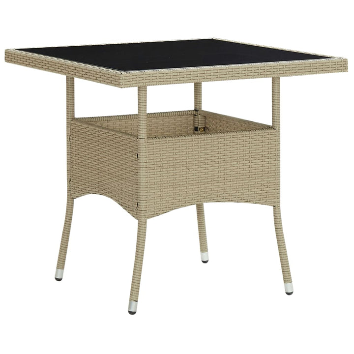 3-tlg. Garten-Essgruppe Beige Poly Rattan und Glas