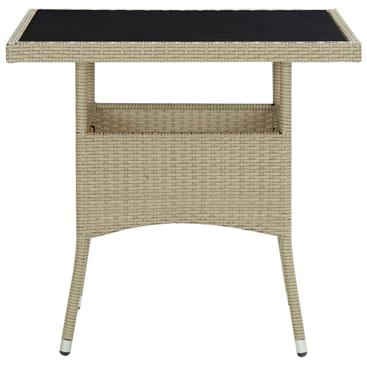 5-tlg. Garten-Essgruppe Poly Rattan und Glas Beige