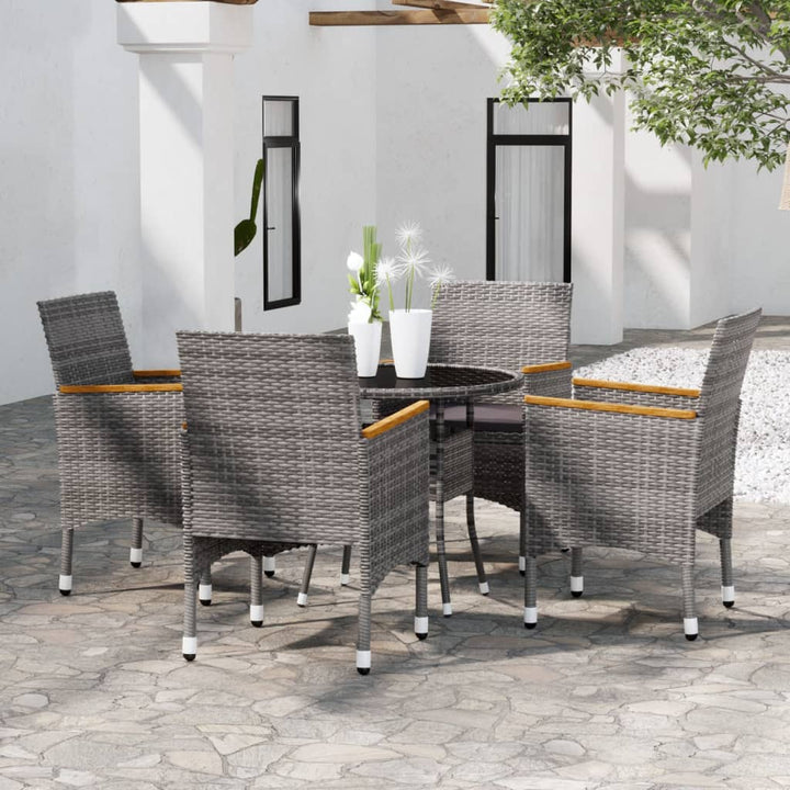 5-tlg. Garten-Essgruppe Poly Rattan Grau