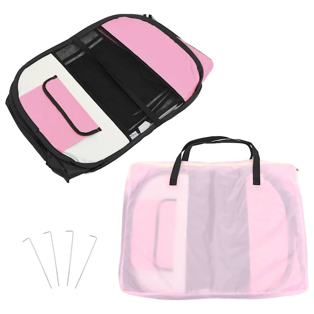 Faltbarer Welpenlaufstall mit Tragetasche Rosa 125x125x61 cm