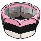 Faltbarer Welpenlaufstall mit Tragetasche Rosa 125x125x61 cm