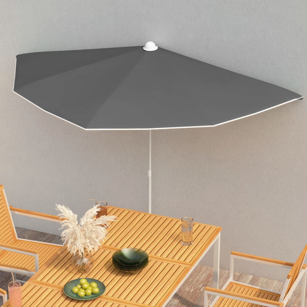 Halb-Sonnenschirm mit Mast 180x90 cm Anthrazit