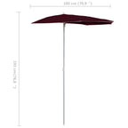 Halb-Sonnenschirm mit Mast 180x90 cm Bordeauxrot