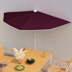 Halb-Sonnenschirm mit Mast 180x90 cm Bordeauxrot