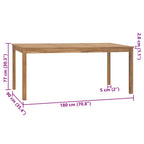Garten-Esstisch 180x90x77 cm Massivholz Teak