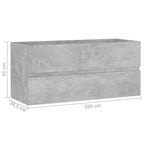 Waschbeckenunterschrank Betongrau 100x38,5x45 cm Holzwerkstoff