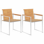 Gartenstühle mit Kissen 2 Stk. Massivholz Teak und Stahl