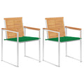 Gartenstühle mit Kissen 2 Stk. Massivholz Teak und Stahl