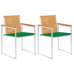 Gartenstühle mit Kissen 2 Stk. Massivholz Teak und Stahl