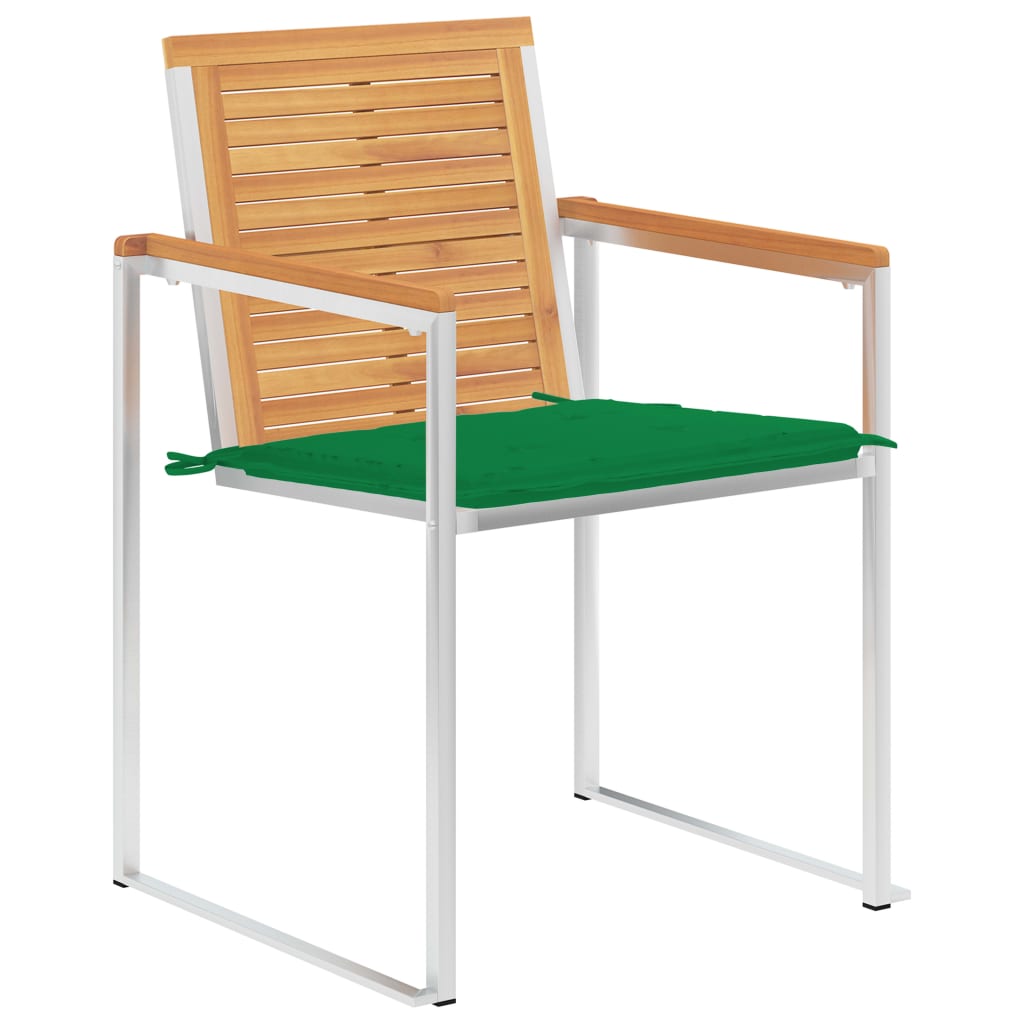 Gartenstühle mit Kissen 2 Stk. Massivholz Teak und Stahl