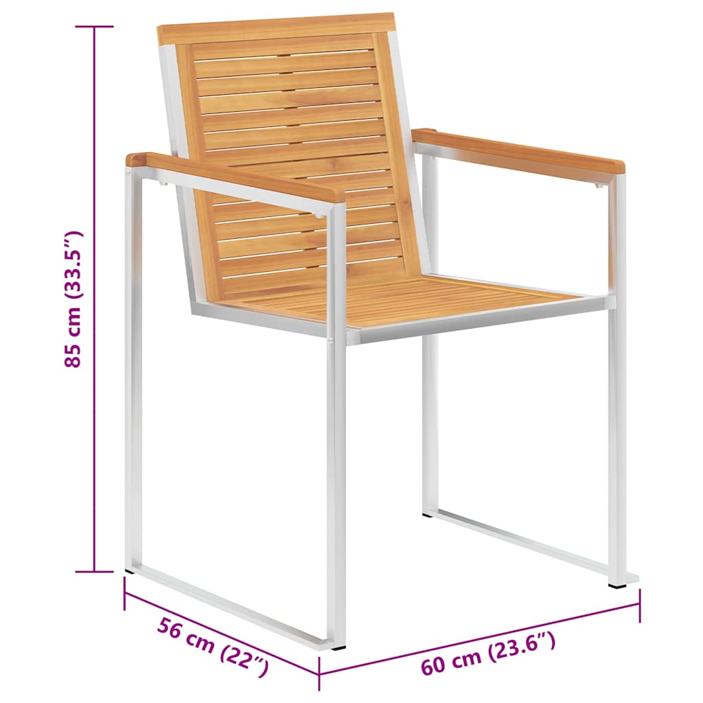 Gartenstühle mit Kissen 2 Stk. Massivholz Teak und Stahl
