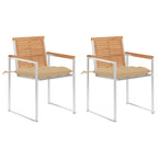Gartenstühle mit Kissen 2 Stk. Massivholz Teak und Stahl