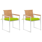 Gartenstühle mit Kissen 2 Stk. Massivholz Teak und Stahl