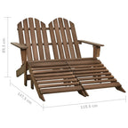 Adirondack-Gartenbank 2-Sitzer mit Fußteil Tannenholz Braun