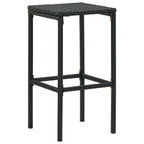 3-tlg. Gartenbar-Set mit Kissen Poly Rattan Schwarz