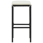 3-tlg. Gartenbar-Set mit Kissen Poly Rattan Schwarz