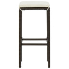 5-tlg. Gartenbar-Set mit Kissen Poly Rattan Braun