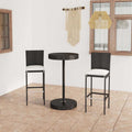 3-tlg. Gartenbar-Set mit Kissen Poly Rattan Schwarz